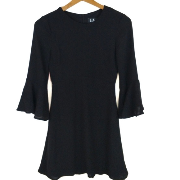 Lulus Center of Attention Black Flounce Sleeve Dress Size xs - Picture 2 of 7